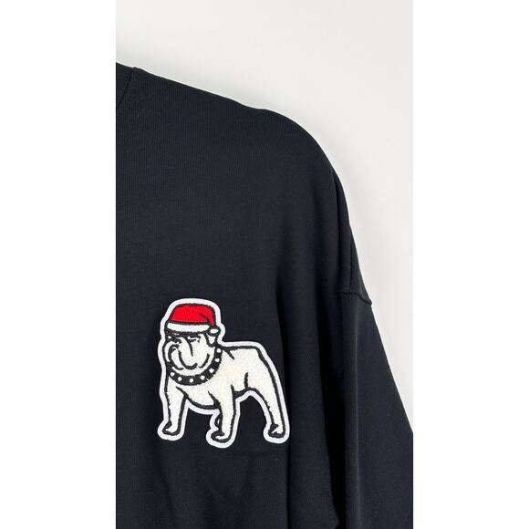 Duke Winston Santa Bulldog Patch Sweatshirt Pullover Womens Medium Black New - Picture 3 of 7